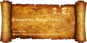 Kenyeres Renáta névjegykártya